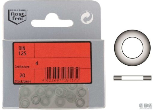 Pak Vlakke Ringen A4 DIN 125 D6mm 20st