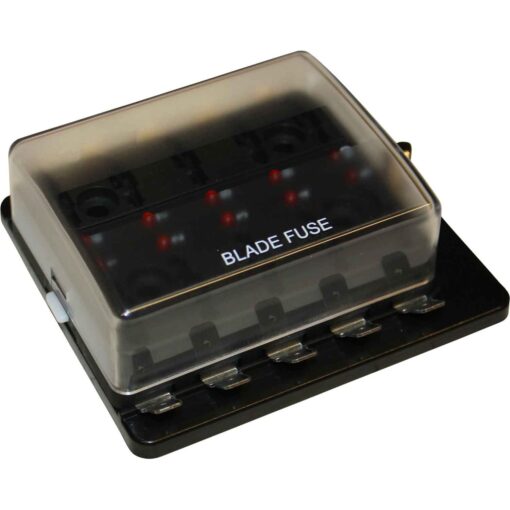 Elektrische Zekeringdoos voor 10 Blad Zekeringen (LED Indicator)