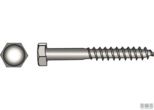 Pak Zeskant Kop Lag Schroeven A24 DIN 571 8x60mm 2st - Afbeelding 3