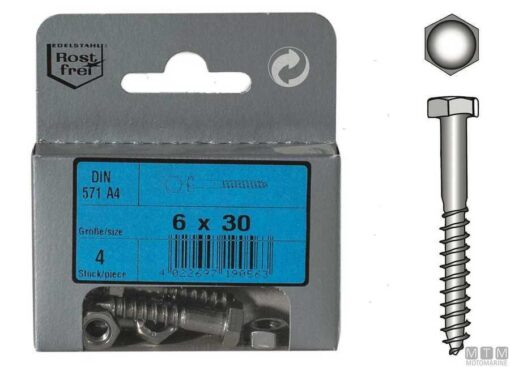 Blister 2pcs RVS Schroeven 6 x 80 Din 571