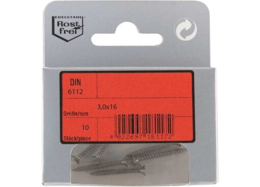 Pak Sleufkop Chipboard Schroeven A4 DIN 6112 3x16mm 10st - Afbeelding 3