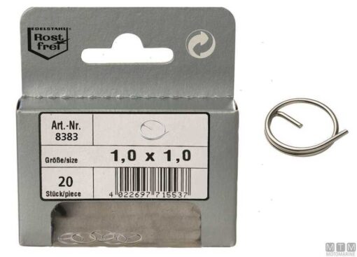Blister 10pcs Rvs Veiligheidsring 1,5 x 20mm
