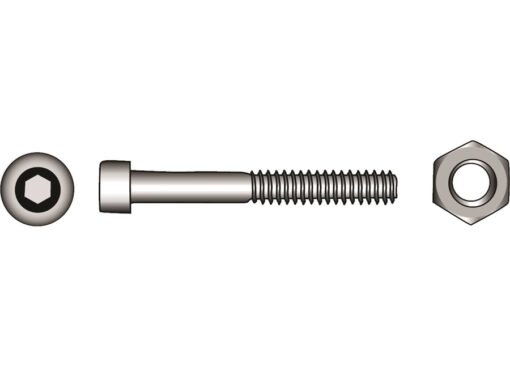 Pak Inbus Schroeven A4 DIN 912 5x20 met Moeren 6st - Afbeelding 2