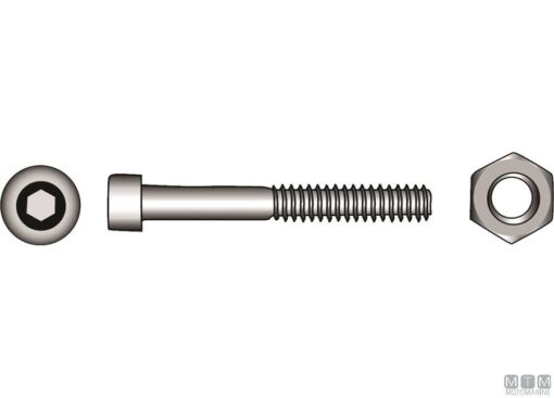Pak Inbus Schroeven A4 DIN 912 5x50 met Moeren 4st - Afbeelding 2