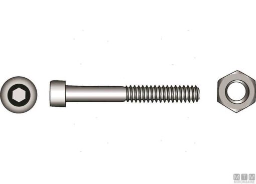 Blister 6 stuks Roestvrijstalen Schroeven Din912 4 x 25mm met Moeren - Afbeelding 2