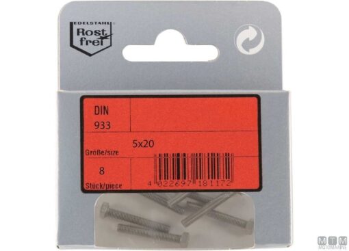 Pak Zeskantkop Schroeven A4 DIN 933 10x60 met Moeren 2st - Afbeelding 2