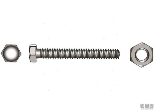 Blister 2 stuks Rvs schroeven Din 933 8 x 70mm met moeren - Afbeelding 2