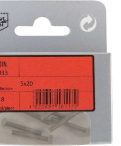 Pak Zeskantkop Schroeven A4 DIN 933 5x40 met Moeren 6st