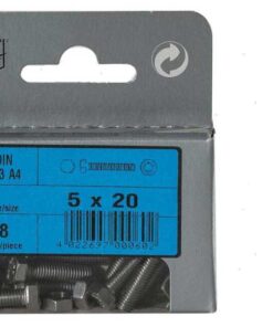 Blister 2 stuks Rvs schroeven Din 933 12 x 100mm met moeren