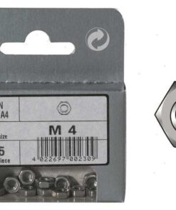 Blister 4 stuks Rvs moeren M12 Din 934