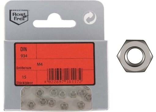 Pak Zeskantmoeren A4 DIN 934 M4 15st