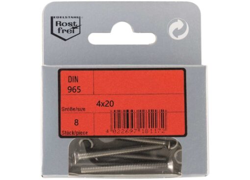 Pak Sleufkop Schroeven Phillips A4 DIN 965 4x20 met Moeren 8st - Afbeelding 2