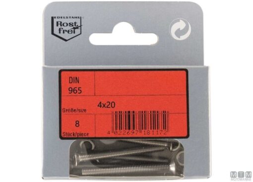 Pak Sleufkop Schroeven Phillips A4 DIN 965 4x50 met Moeren 4st - Afbeelding 2