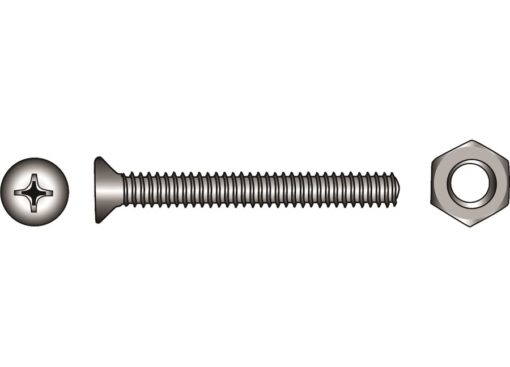 Pak Sleufkop Schroeven Phillips A4 DIN 965 4x20 met Moeren 8st - Afbeelding 3