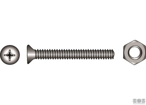 Pak Sleufkop Schroeven Phillips A4 DIN 965 4x50 met Moeren 4st - Afbeelding 3