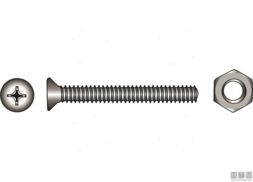 Blister 2 Rvs Schroeven Din 965 6 x 80mm met moeren - Afbeelding 2