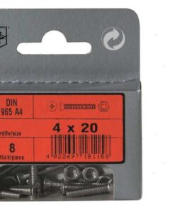 Blister 2 Rvs Schroeven Din 965 6 x 80mm met moeren