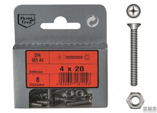 Blister 2 Rvs Schroeven Din 965 6 x 80mm met moeren