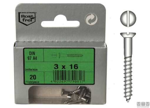 Blister 10pcs Rvs Schroeven 4 x 40 Din 97