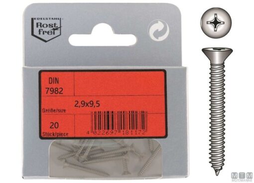 Pak Vlakke Kop Tapping Schroeven Phillips A4 DIN 7982 4,8x32mm 6st