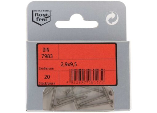 Pak Ovale Kop Tapping Schroeven Phillips A4 DIN 7983 2,9x9,5mm 20st - Afbeelding 2