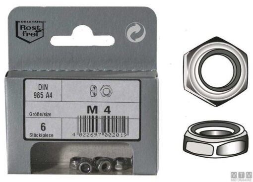 Blister 3pc Rvs Moeren M12 Din 985