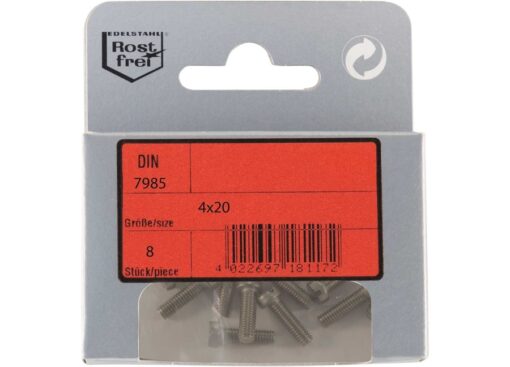 Pak cilinderkop Schroeven Phillips A4 DIN 7985 4x20 met Moeren 8st - Afbeelding 2