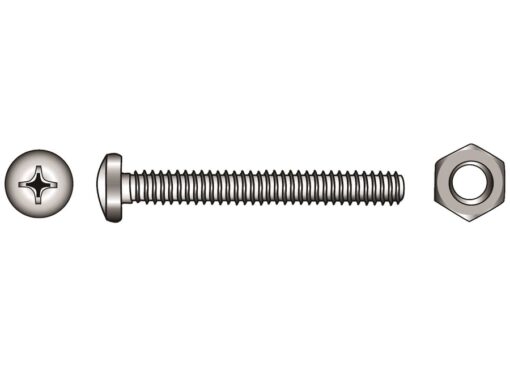 Pak cilinderkop Schroeven Phillips A4 DIN 7985 4x20 met Moeren 8st - Afbeelding 3
