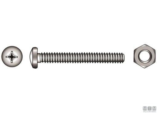 Pak cilinderkop Schroeven Phillips A4 DIN 7985 6x60 met Moeren 4st - Afbeelding 2