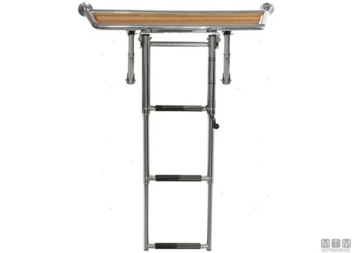 Teak en RVS Platform 1000 x 380 mm met Drie Stappen Ladder