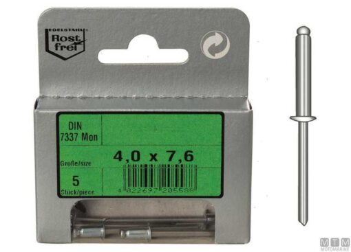 Monel Legering Blinde Rivetten din 7337 mm 4,0 x 11,4 Pak 6 / stuks